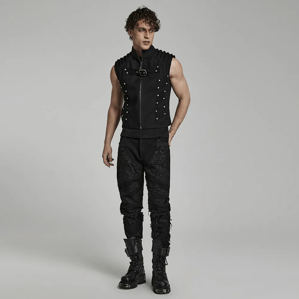 Studded Black Punk Vest - Urban Gothic Gear