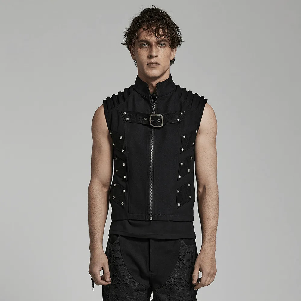 Studded Black Punk Vest - Urban Gothic Gear