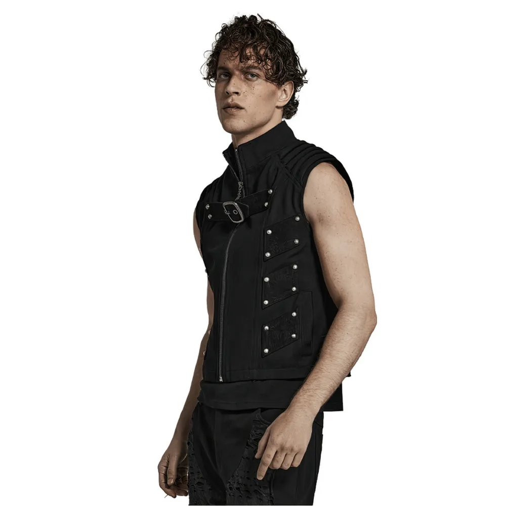 Studded Black Punk Vest - Urban Gothic Gear