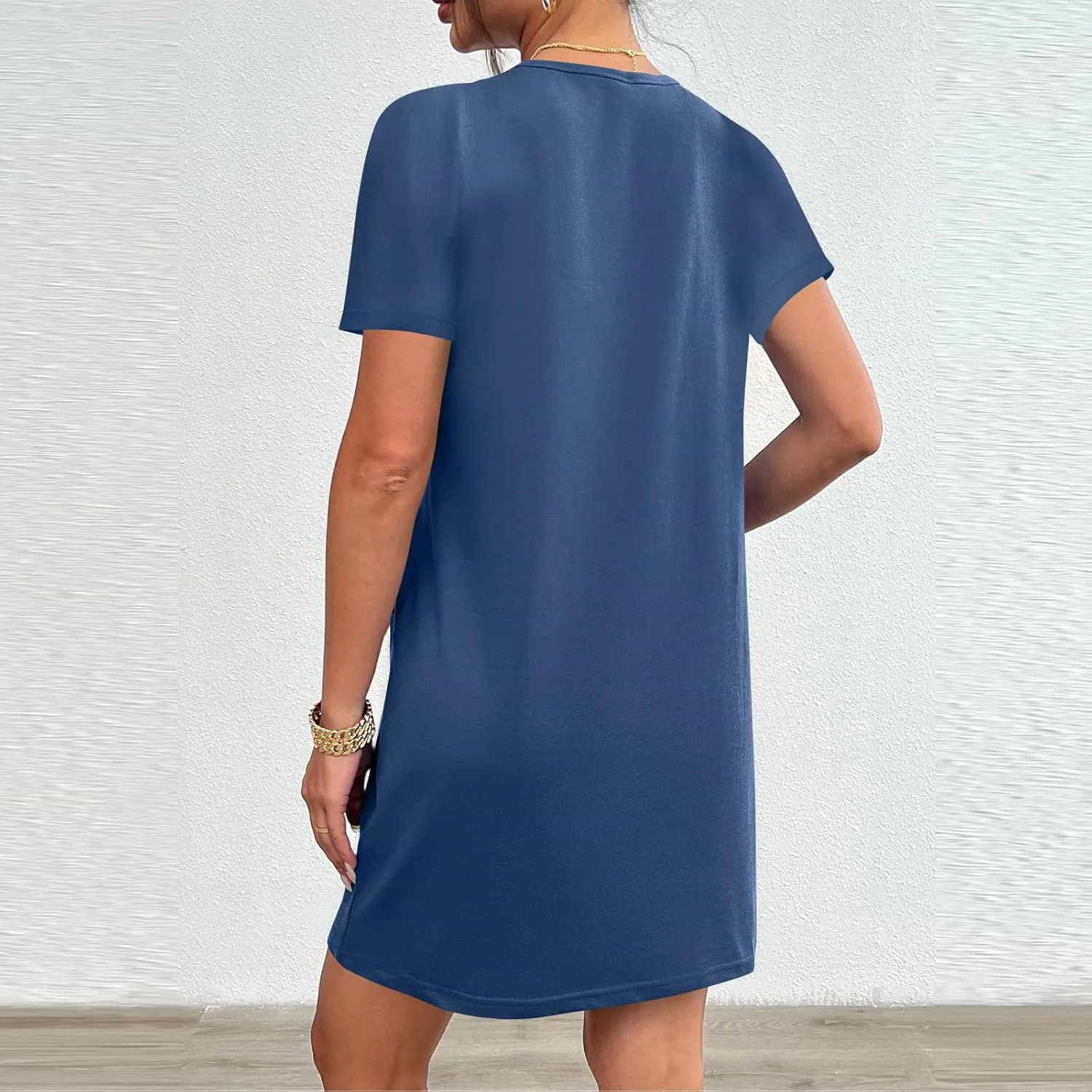 Summer Dresses for Women 2025 Classiac Fit Short Sleeve Midi Dress with Pockets Casual Loose Summer Beach Dresses