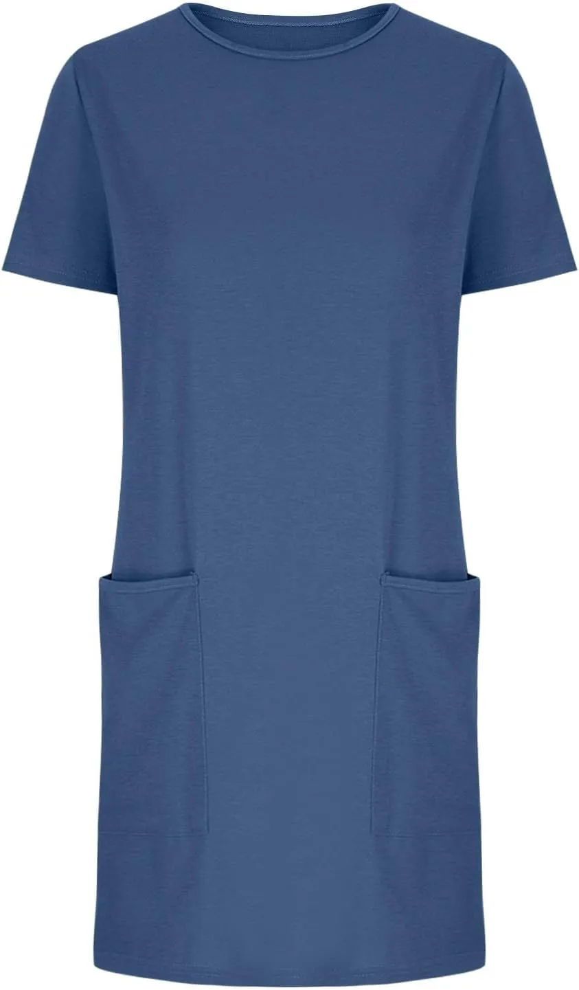 Summer Dresses for Women 2025 Classiac Fit Short Sleeve Midi Dress with Pockets Casual Loose Summer Beach Dresses