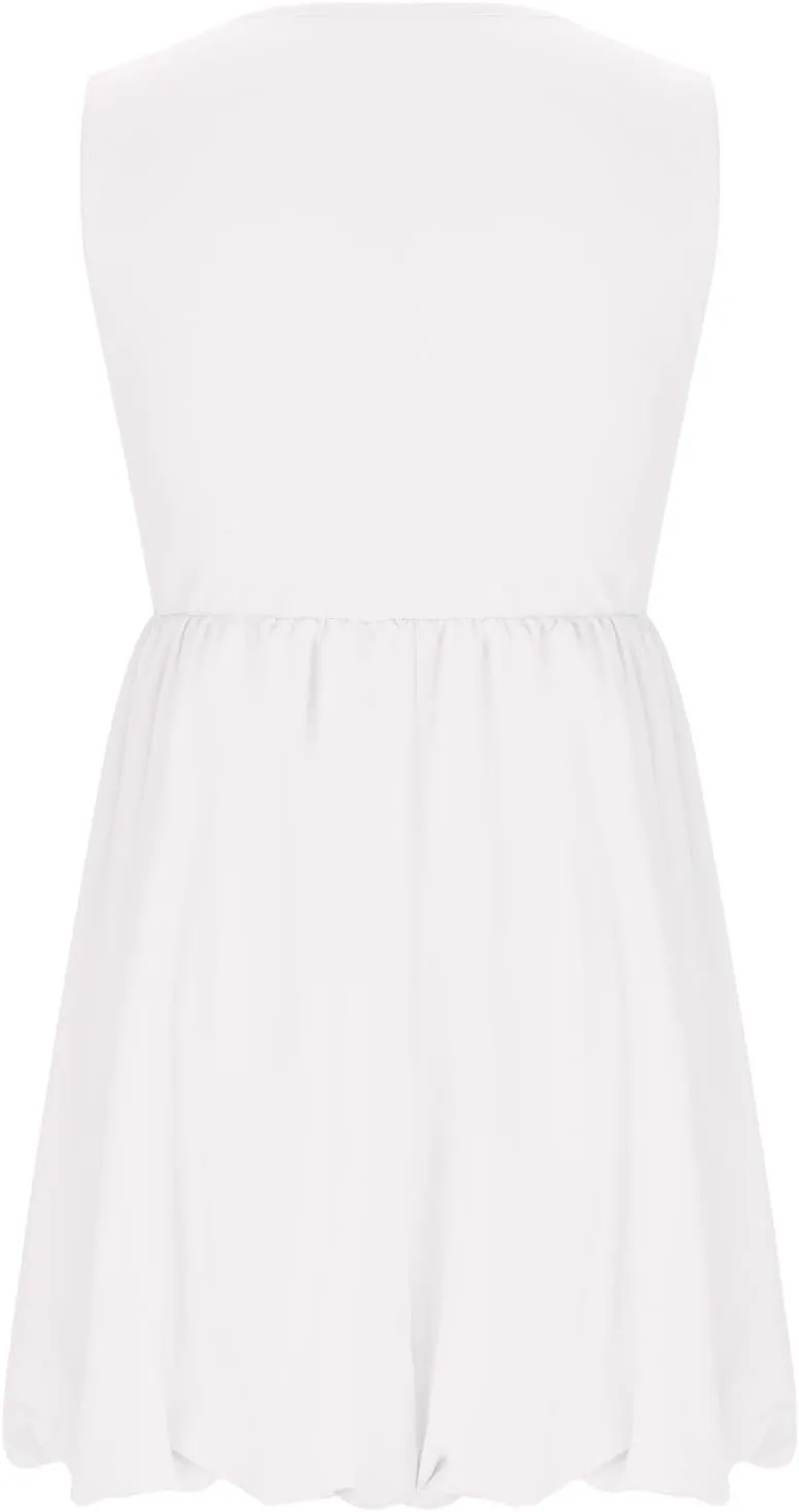 Summer Dresses Women 2025 Casual Sleeveless Tank Mini Short Dress Crew Neck Bubble Sundress Beach Wedding Guest Dress
