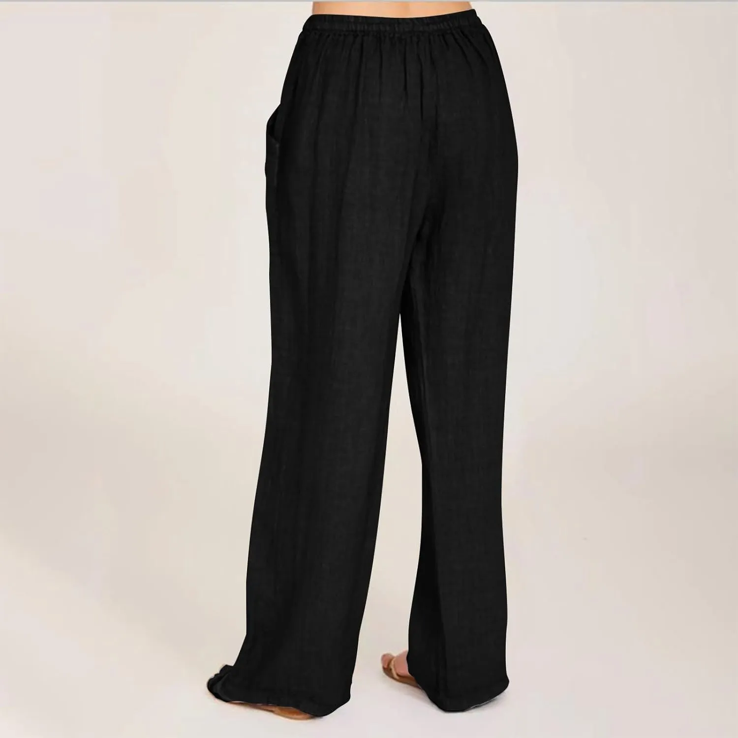 Summer Linen Pants for Women Trendy 2025 High Waisted Drawstring Lounge Trousers Flowy Boho Beach Pant Vacation Outfits