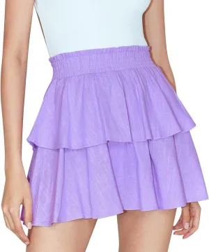 Summer Women Skirt 2022 New Double Rayon Pure Color Falbala Elastic Skirt Women Sweet Elegant Women Jean Skirts