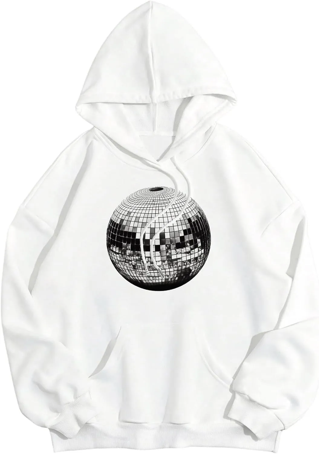 SweatyRocks Women's Graphic Print Oversized Hoodies Long Sleeve Party Sweatshirt with Pocket