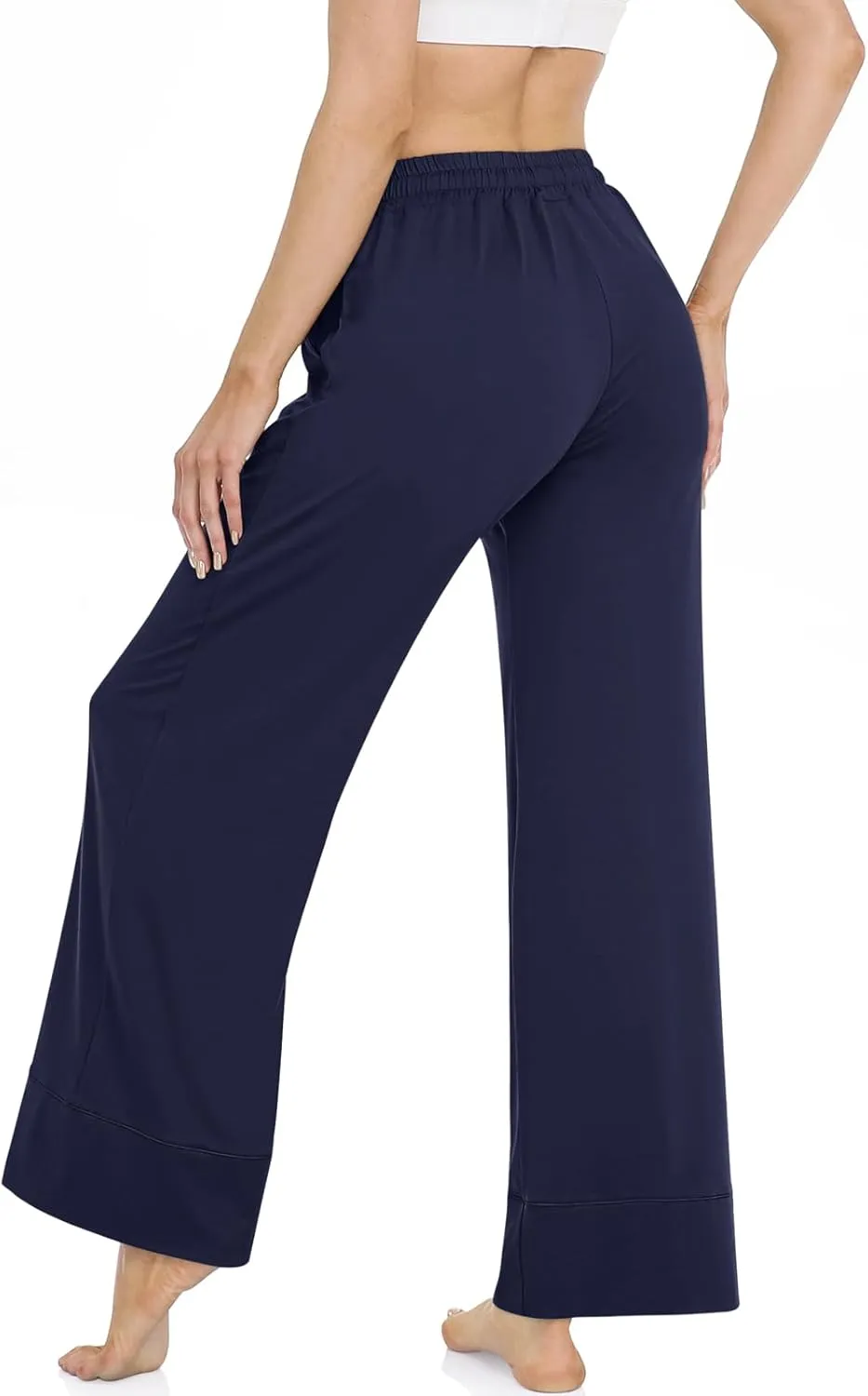 TARSE Wide Leg Yoga Pants for Women Plus Size Palazzo Trousers High Waist Lounge Pajamas Pants Casual Sweatpants with Pockets