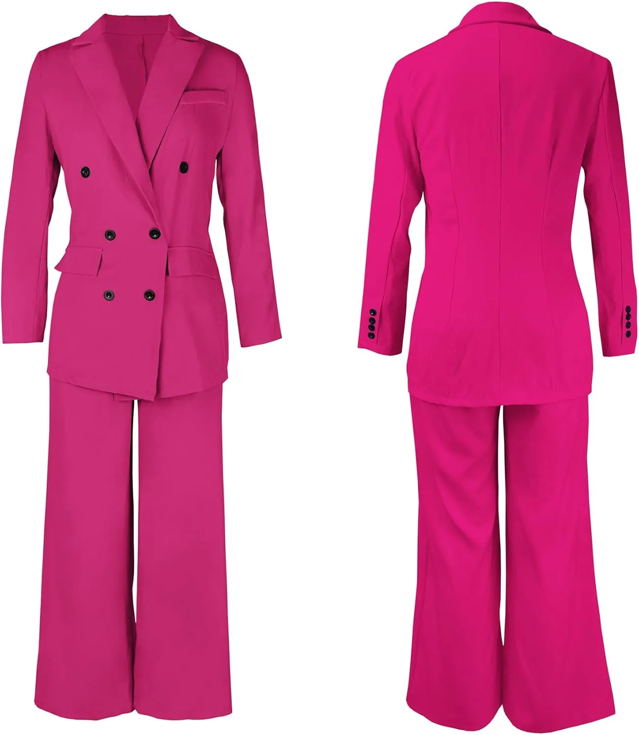 Tcremisa Women's Fashion Pants Suit 2 Piece Business Outfits Casual Double Breasted Blazer and Pant Sets