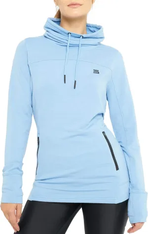 Three Sixty Six Dry Fit Running Pullover Womens - Fleece Cowl Neck Run Sweater Jacket - Zip Pockets and Thumbholes