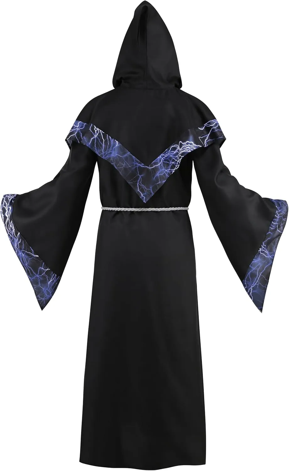 TOONRAIN Mens Halloween Costume Medieval Sorcerer Robe Dark Wizard Renaissance Vintage Hooded Cape Black Cloak