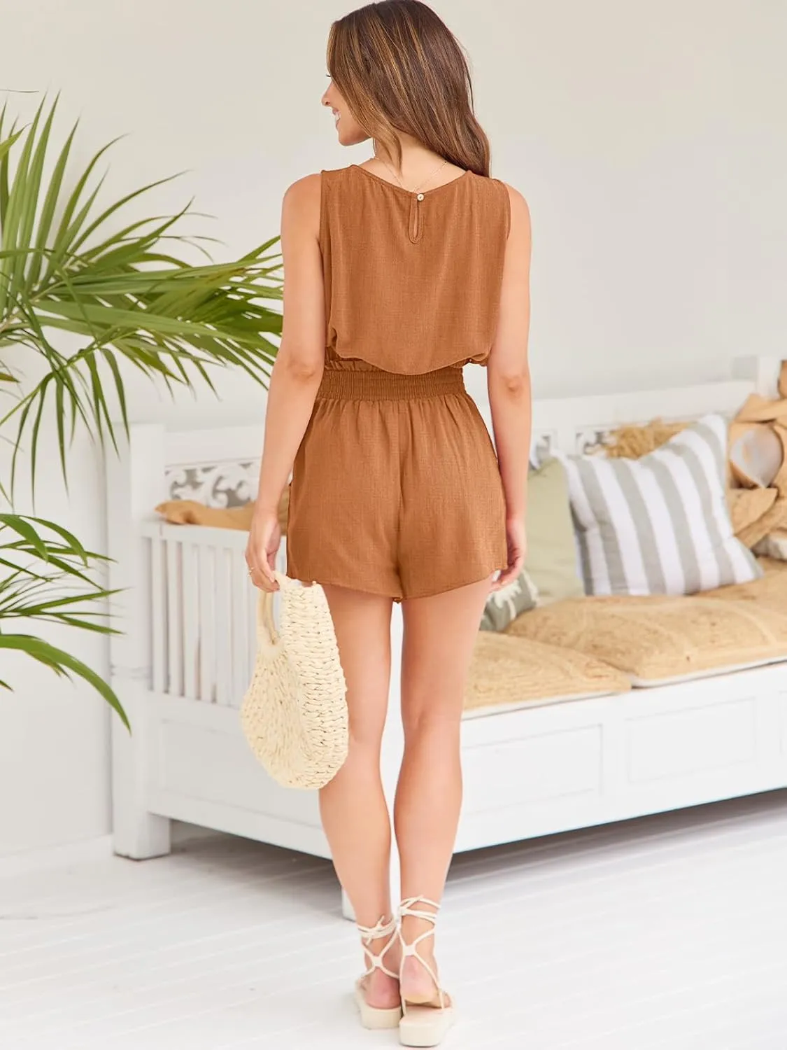 Trendy Queen Womens Summer 2 Piece Outfits Short Sets Matching Sleeveless Tank Top High Waisted Shorts with Pockets