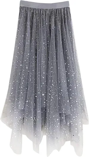 Tulle Skirts for Women High Waisted Tiered A Line Mesh Tutu Skirt Summer Loose Midi Fairy Skirt Festival Party Clubwear 2024
