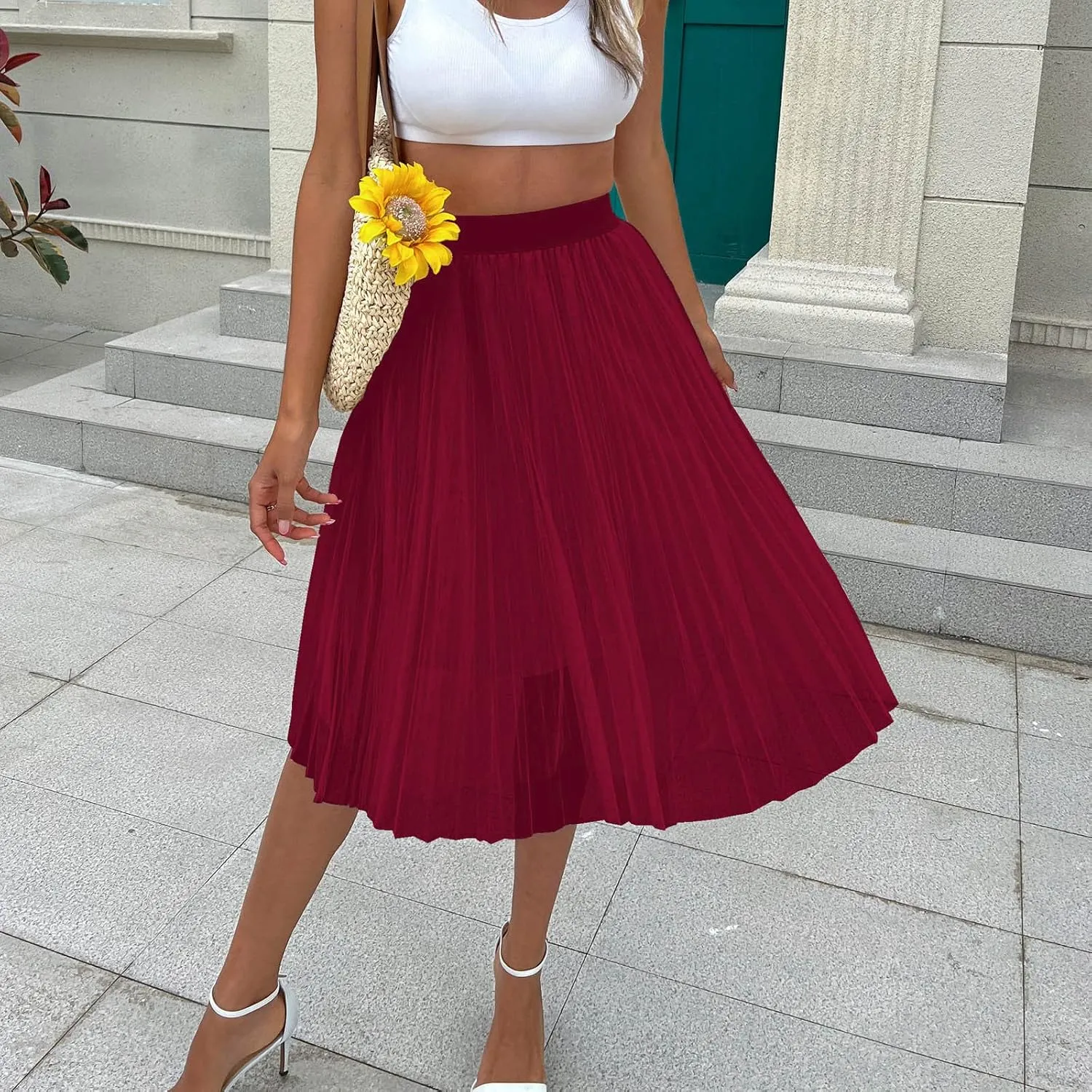 Tulle Skirts for Women Knee Length Long Adult Layered Short Prom Party Midi Skirt Tan Cotton Skirt