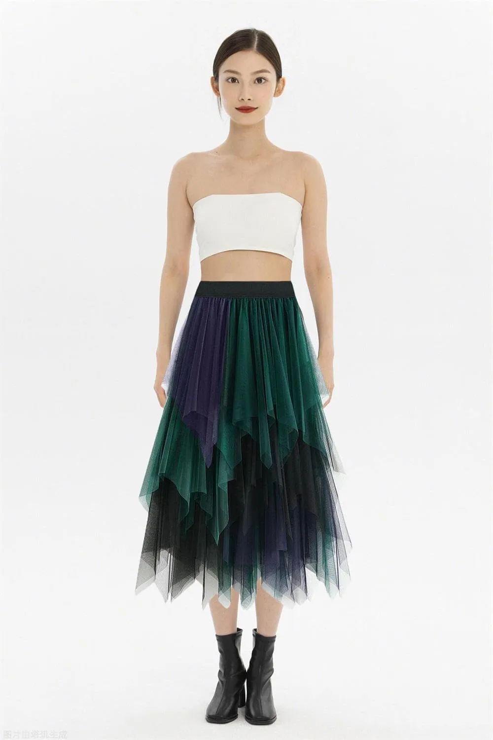 Tulle Skirts for Women Midi Long Fairy Skirt Tutu A-Line Mesh Layered High Elastic Waist Halloween Skirts