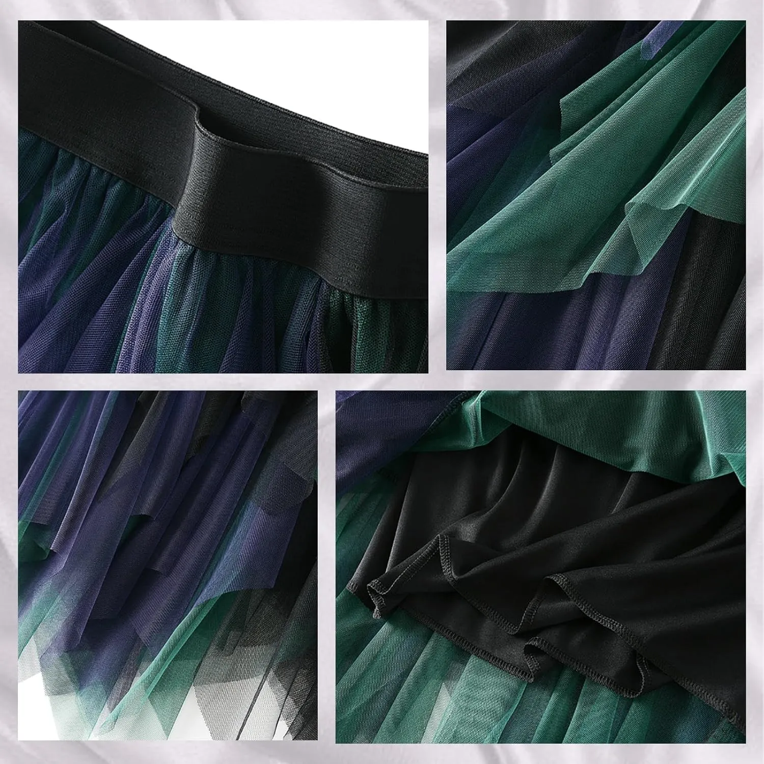 Tulle Skirts for Women Midi Long Fairy Skirt Tutu A-Line Mesh Layered High Elastic Waist Halloween Skirts