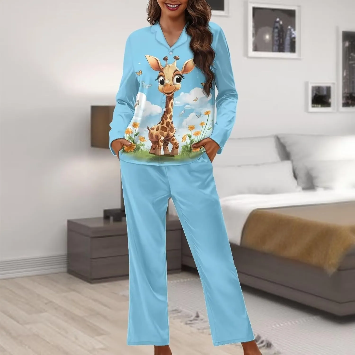 Upetstory Button Down Pajamas Sets for Women Sleepwear Long Sleeve Loungewear