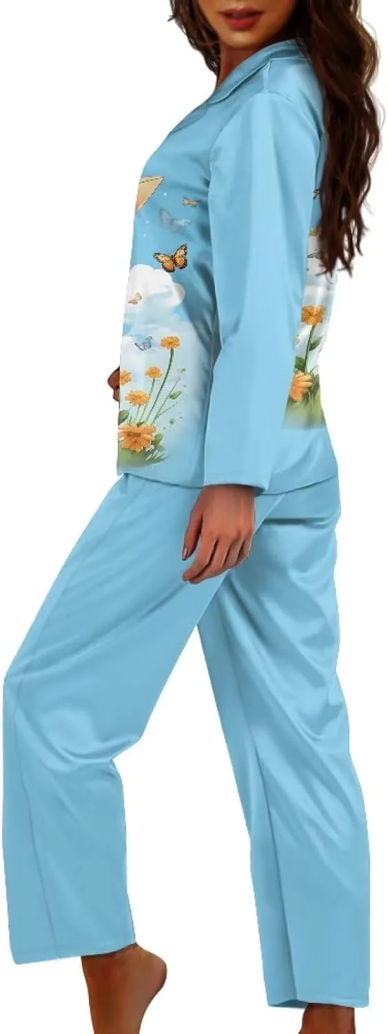 Upetstory Button Down Pajamas Sets for Women Sleepwear Long Sleeve Loungewear