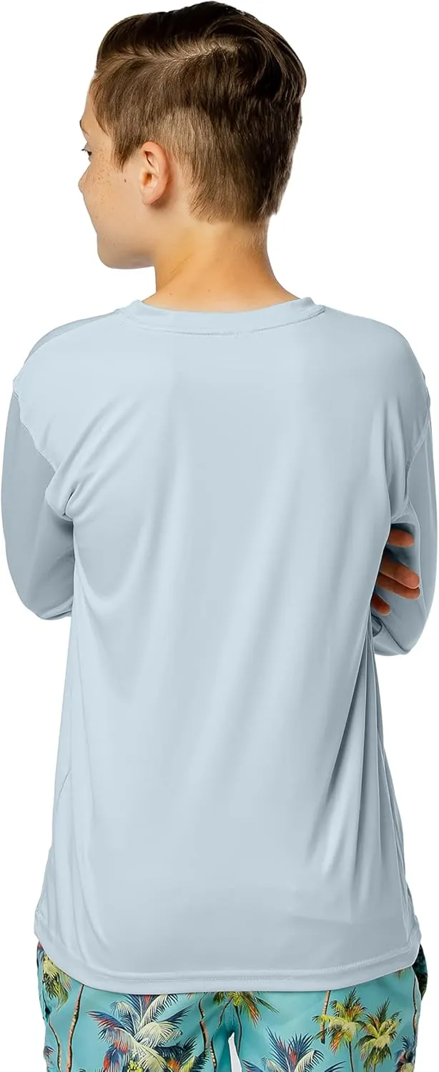 Vapor Apparel Youth Boys and Girls UPF 50  Quick Dry Sun Protection Outdoor Swim Performance Rash Guard Long Sleeve Shirt