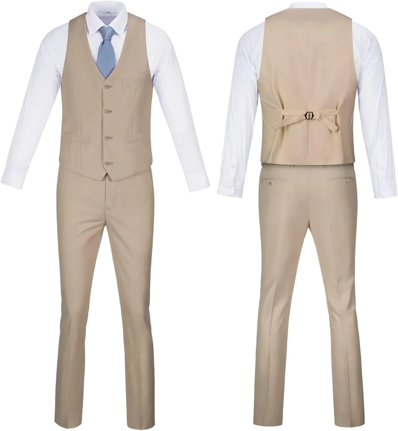 Vest Pants Set for Men 2 Piece Suit Men's Slim Fit Wedding Groomsmen Suit V Neck Casual Suit Waistcoat for Men