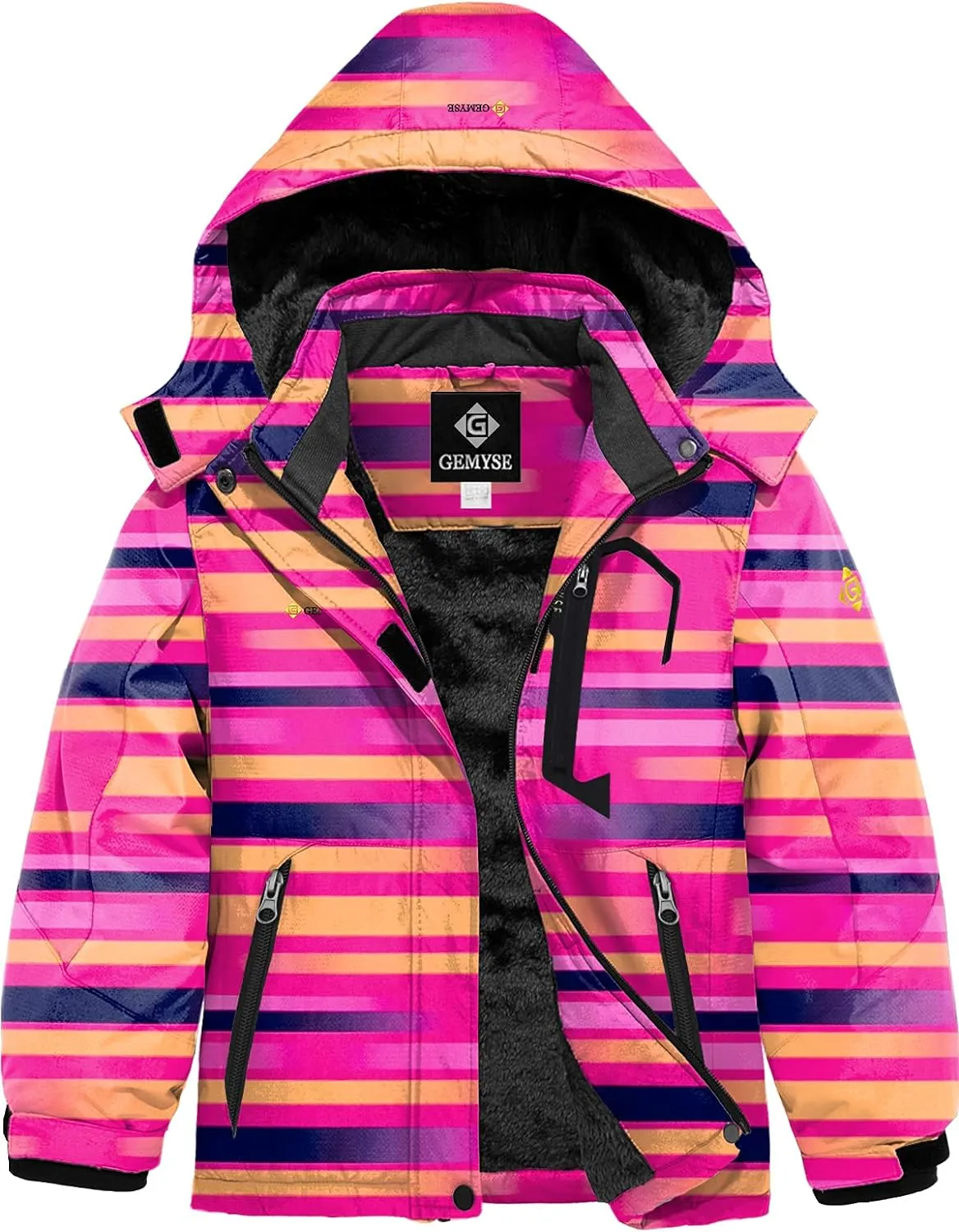 Veste de Ski Femme Manteau d'hiver Polaire Coupe-Vent avec Capuche - Fitnessterapy