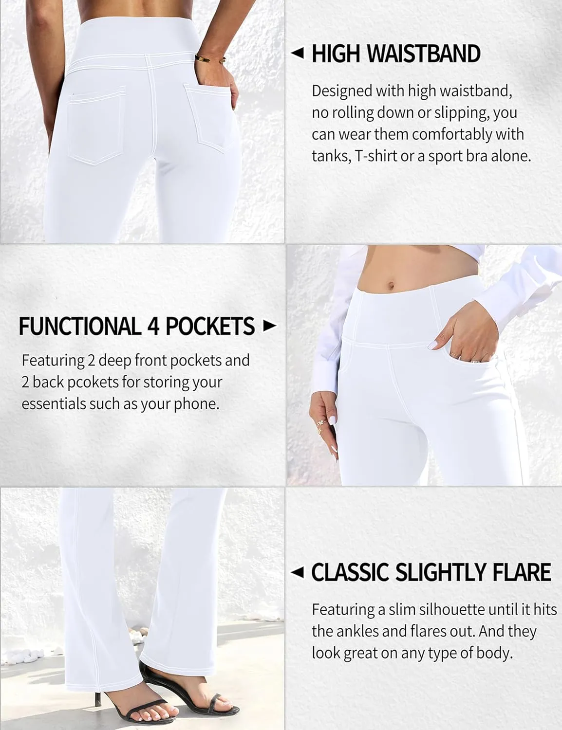 VOOVEEYA Women's Bootcut Leggings - Bootleg Yoga Pants Flare with 4 Pockets,Tummy Control High Waisted Casual Dress Pants