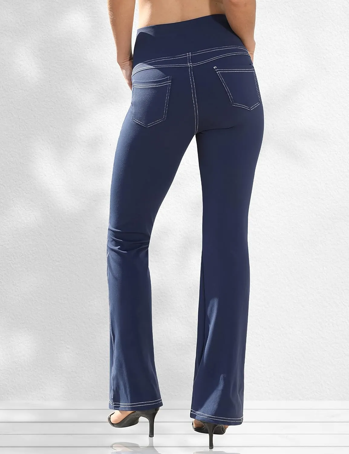 VOOVEEYA Women's Bootcut Leggings - Bootleg Yoga Pants Flare with 4 Pockets,Tummy Control High Waisted Casual Dress Pants