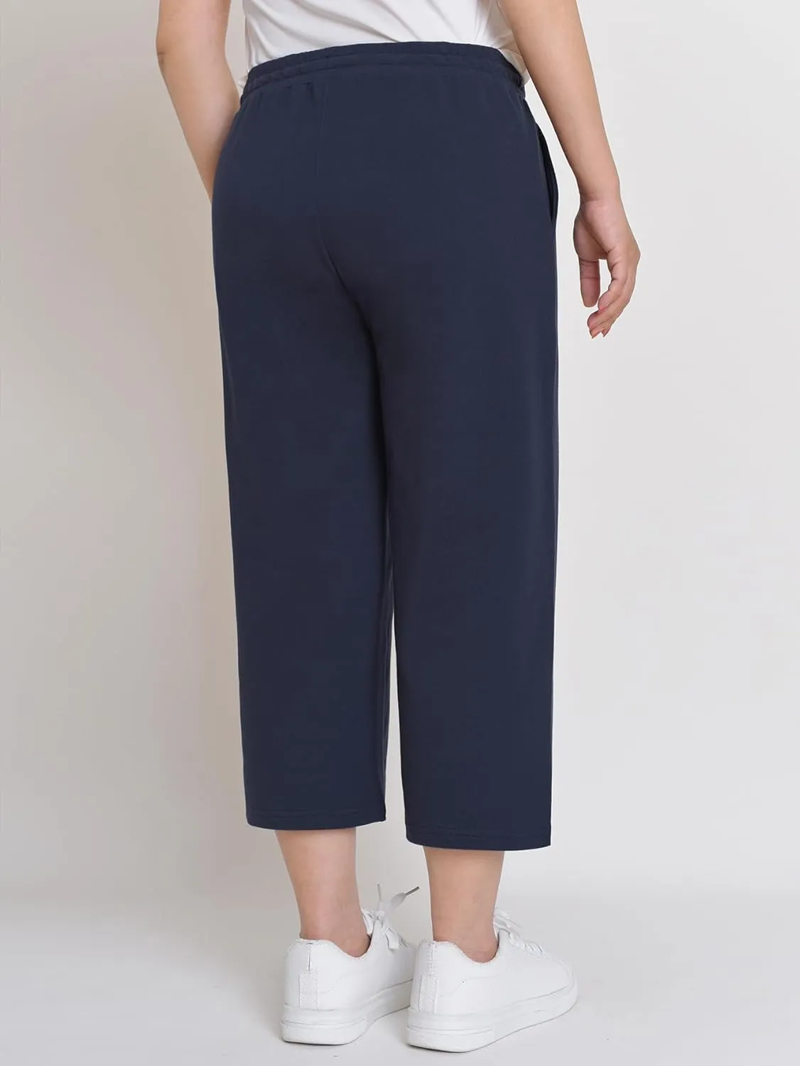 Weintee Women's Wide Leg Cotton Capri Pants with Pockets
