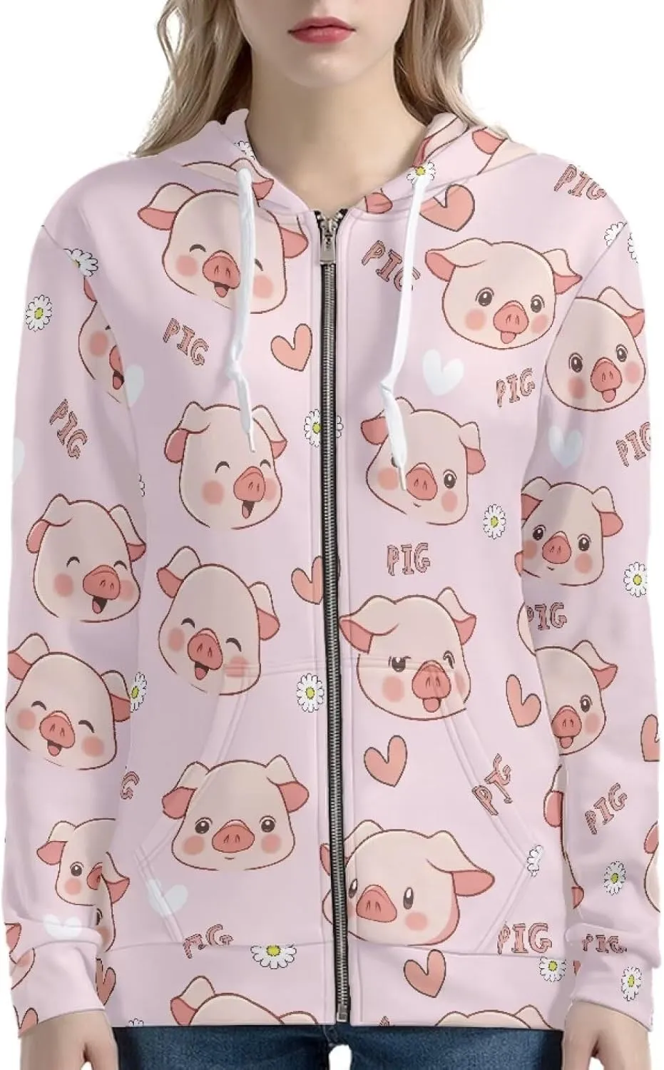 WELLFLYHOM Y2k Hoodie Women Zip Up Sweatshirt Long Sleeve Shirt Hooded Cardigan
