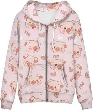 WELLFLYHOM Y2k Hoodie Women Zip Up Sweatshirt Long Sleeve Shirt Hooded Cardigan