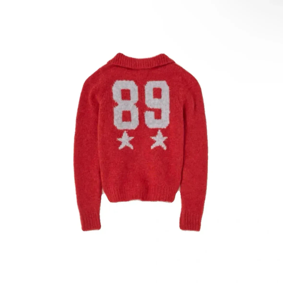 Wenkouban-Christmas Thanksgiving outfits_Red Wool Blend Knitted Crochet Letter Lapel Casual Christmas Sweater