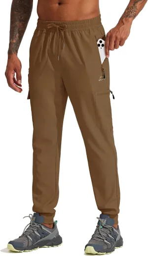 Willit Men's Hiking Joggers Travel Athletic Pants Lightweight Quick Dry Outdoor Running Pants with Zipper Pockets