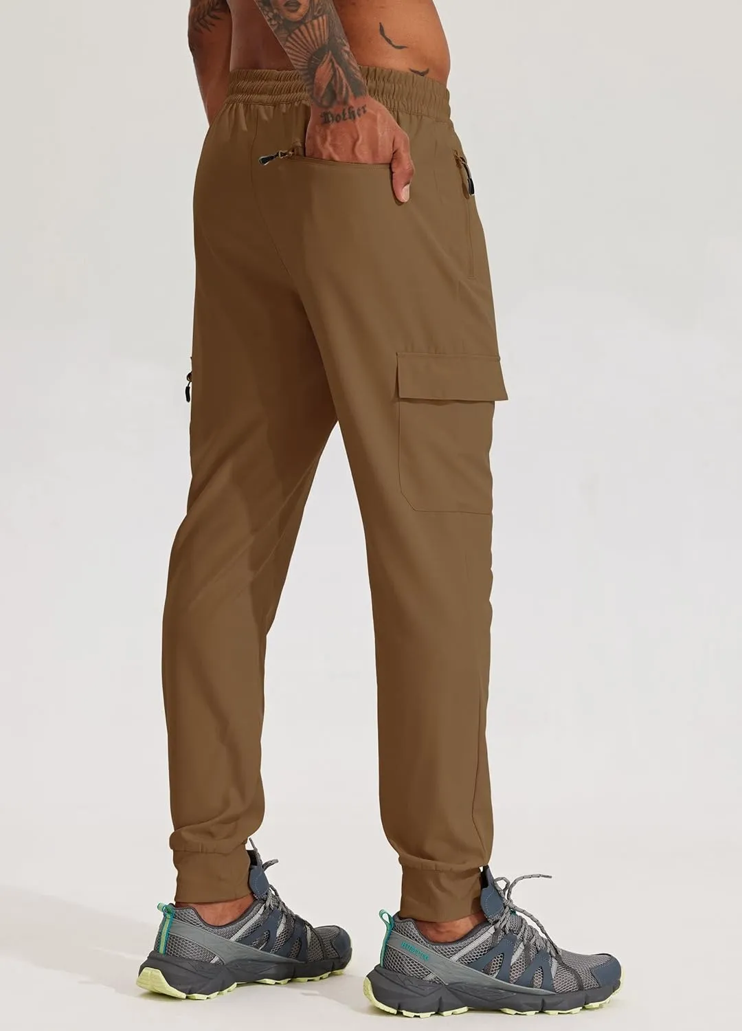 Willit Men's Hiking Joggers Travel Athletic Pants Lightweight Quick Dry Outdoor Running Pants with Zipper Pockets