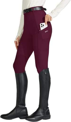 Willit Women's Horse Riding Pants Knee-Patch Equestrian Breeches Horseback Schooling Tights Zipper Pockets