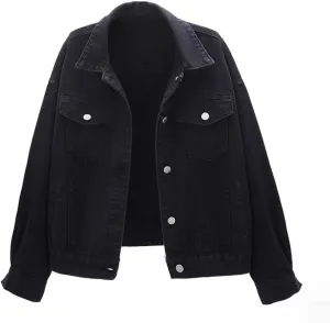 Women Candy Colors Denim Jacket Long Sleeve Boyfriend Jean Jacket Coat