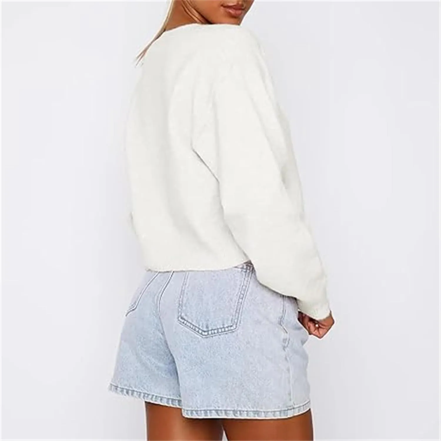 Women Casual Solid Long Sleeve Whispers Knit Cardigan Cute Y2k Crewneck Open Front Button Down Cropped Cardigan Sweater