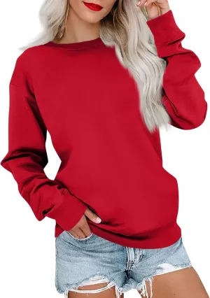 Women Long Sleeve Crewneck Fall Sweatshirt Hoodies Oversized Fleece Pullover Tops Y2k Teen Girls Preppy Clothes 2024