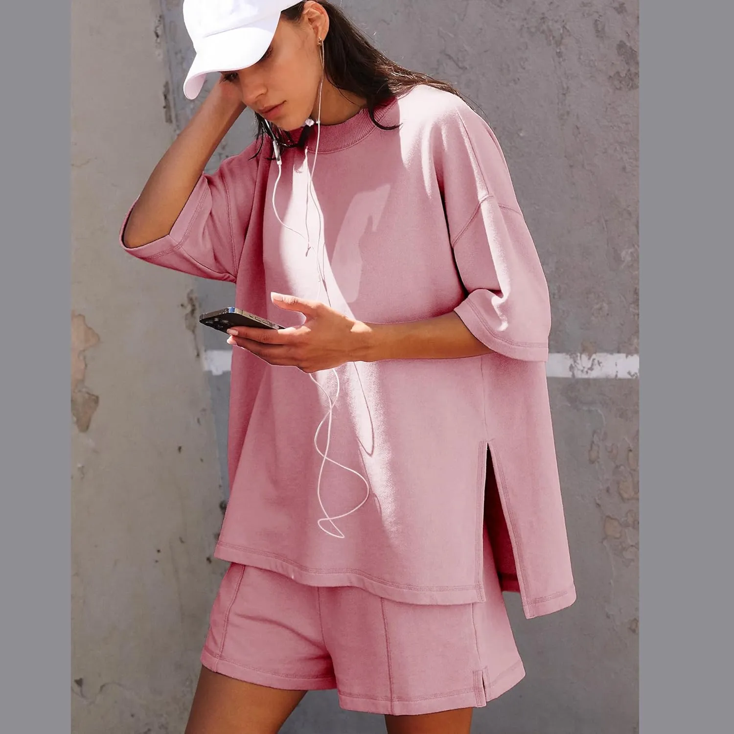 Women Lounge Sets Short Sleeve Cute Tops Shorts Plus Size 2 Piece Outfits Summer Maternity Pj Set Cozy Lounge Wear