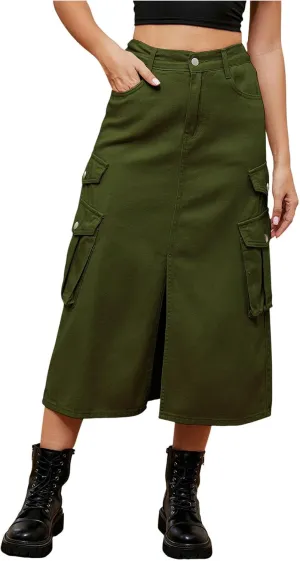 Women Mid Length Skirt Holiday Party Casual Denim Half Skirts Skirt and Top Set for Women Work