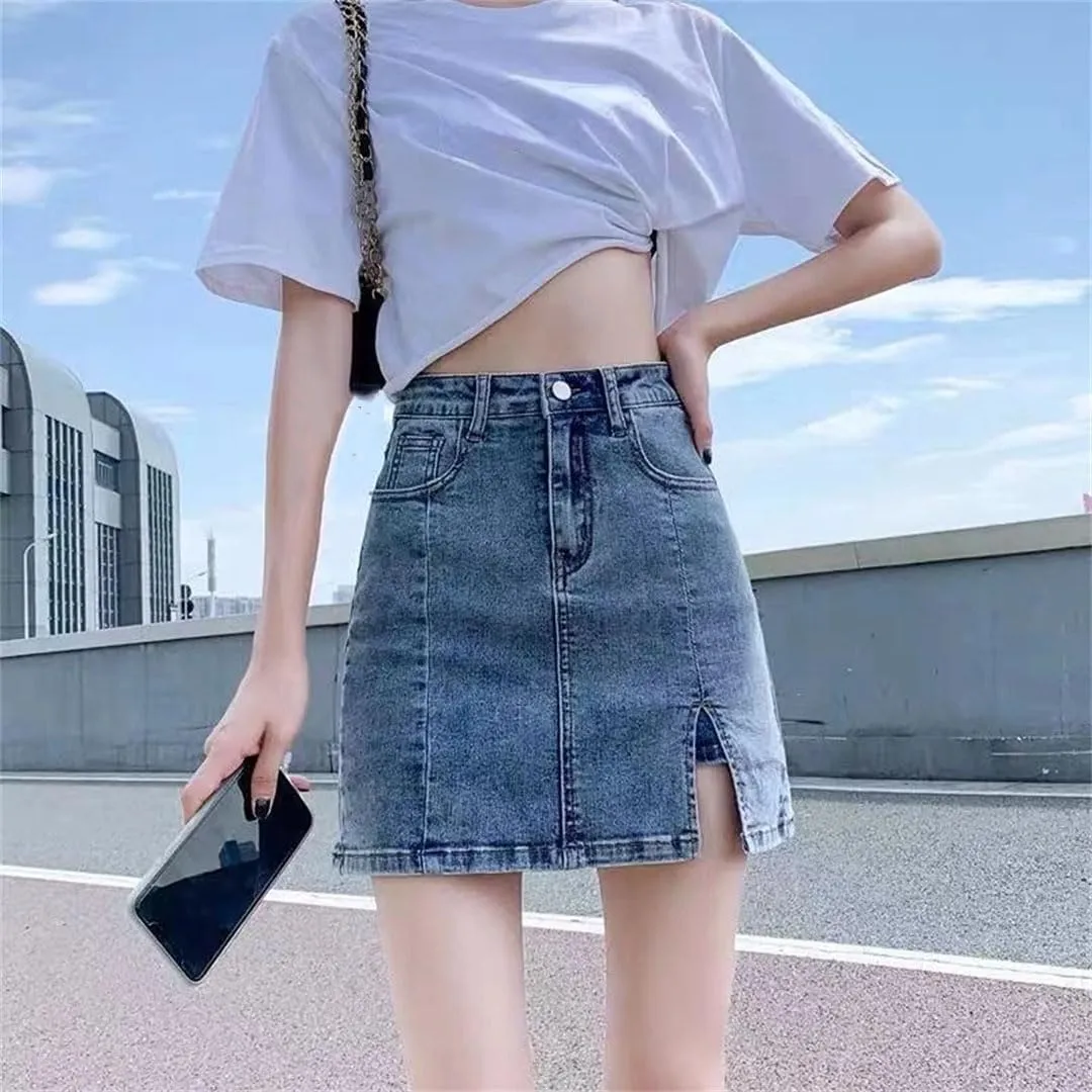 Women Shorts Mini Pants Skirt A-LINE Stretch Slim Fit High Waisted Jean Skirts