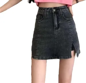 Women Shorts Mini Pants Skirt A-LINE Stretch Slim Fit High Waisted Jean Skirts