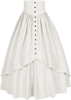 Women Vintage High Waist Pleated Skirt Solid Color Casual Skirt Women Midi Skirts