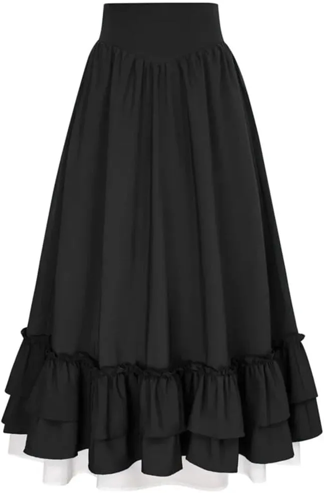Women Vintage Skirt High Waist Midi A-Line Skirts Women Slim Fit Casual Skirt