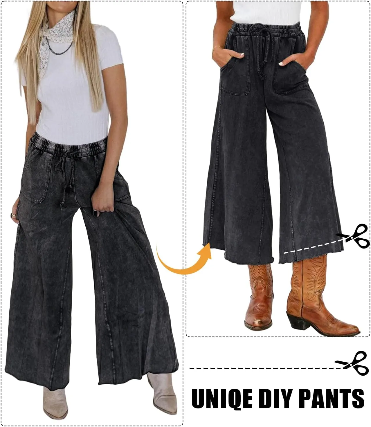 Women Wide Leg Sweatpants Jeans High Waist Baggy Trouser Loose Boyfriend Denim Pants Y2K