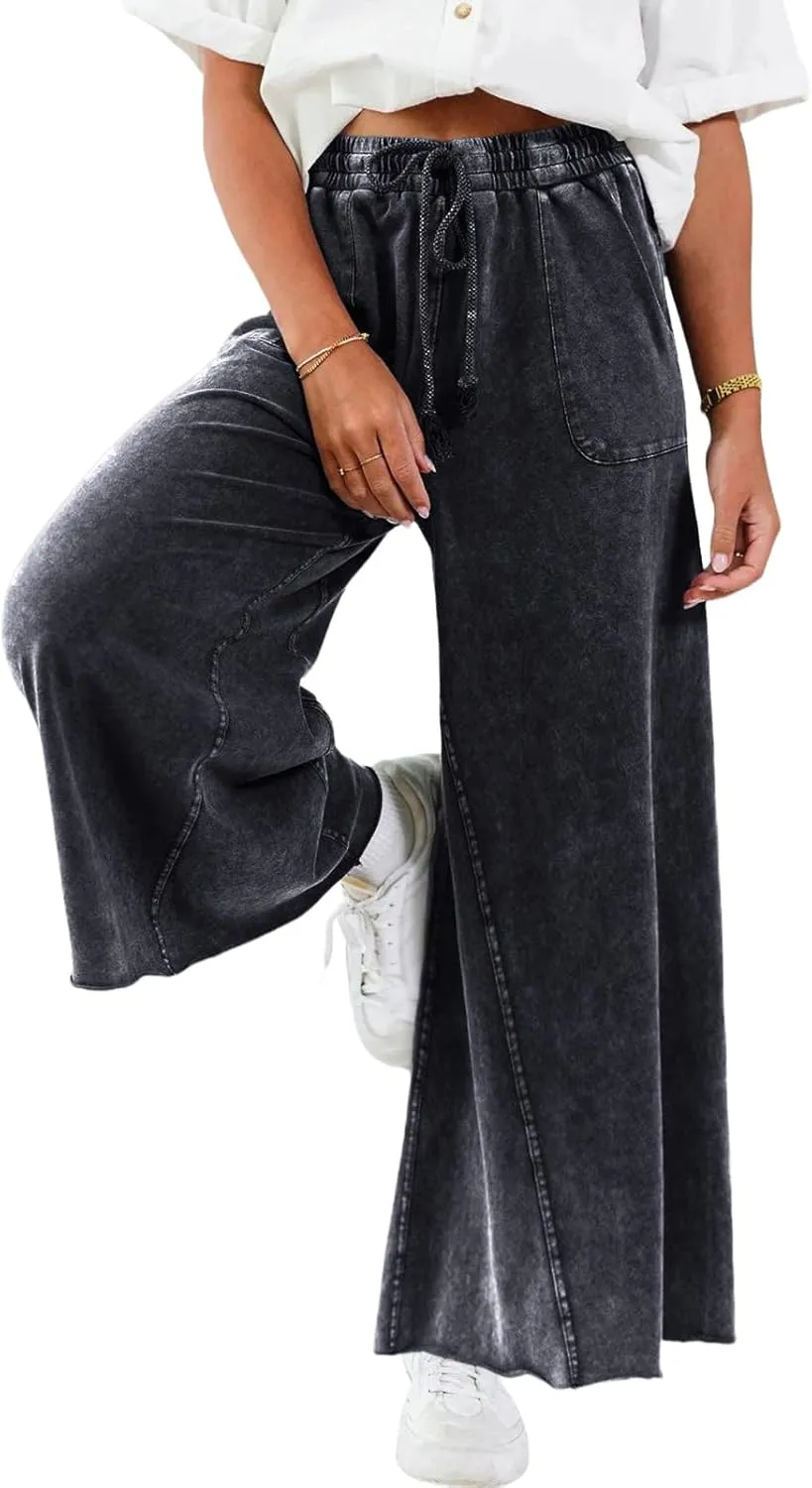 Women Wide Leg Sweatpants Jeans High Waist Baggy Trouser Loose Boyfriend Denim Pants Y2K
