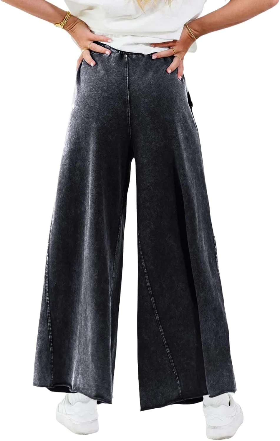 Women Wide Leg Sweatpants Jeans High Waist Baggy Trouser Loose Boyfriend Denim Pants Y2K
