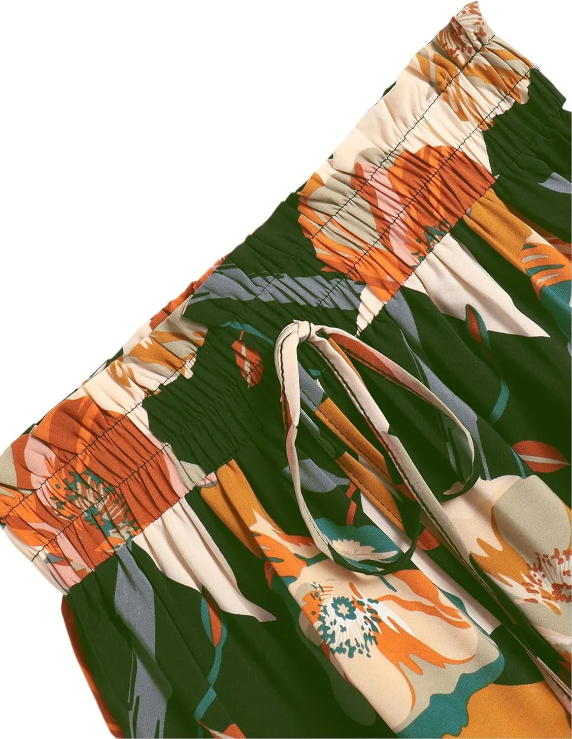 Women's Boho Floral Tiered Maxi Skirt,Elegant Pleated Elastic Waist Summer Flowy A-line Midi Long Skirt