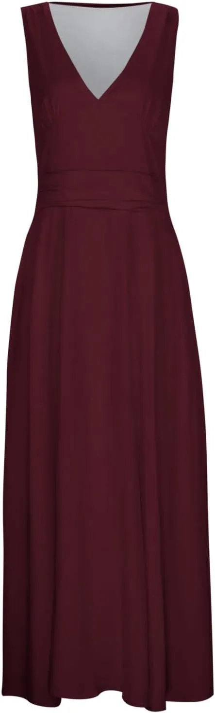 Women's Deep V Neck Prom Dresses Maxi Dress Summer Beach Vacation A Line Formal Evening Gowns Ladies Sundresses