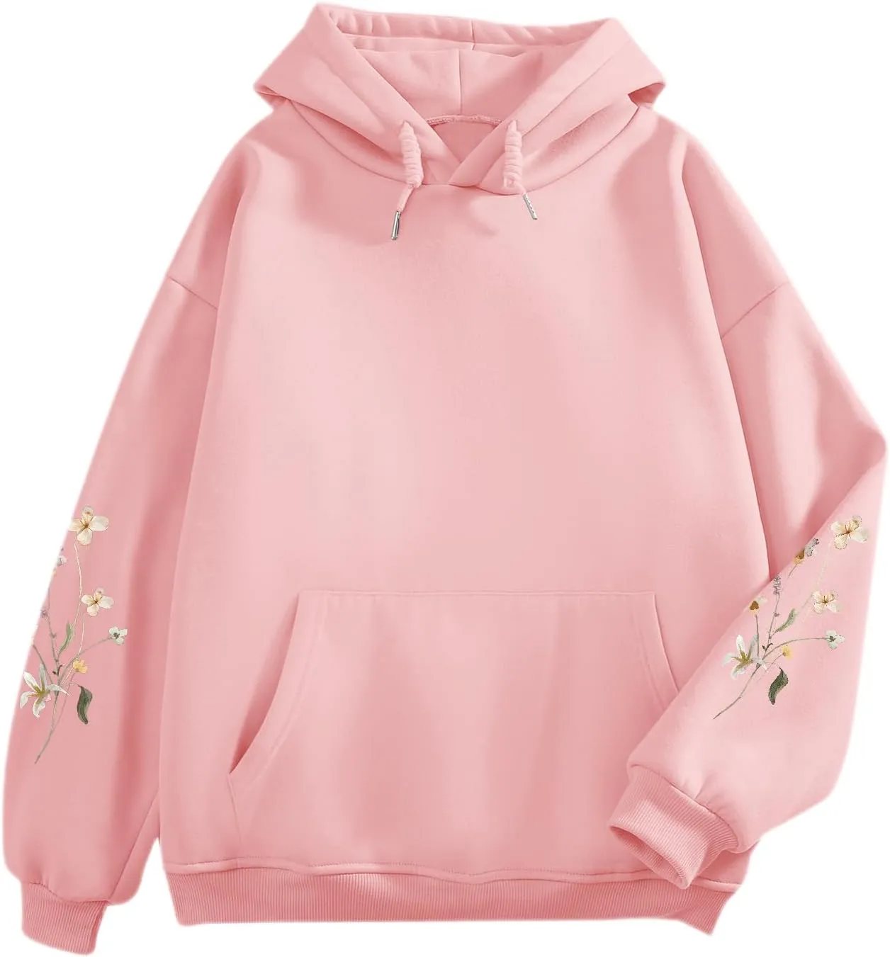 Women's Floral Printed Hoodies Vintage Aesthetic Flower Graphic Sweatshirt Cute Boho Fleece Thermal Hoodie Pullover