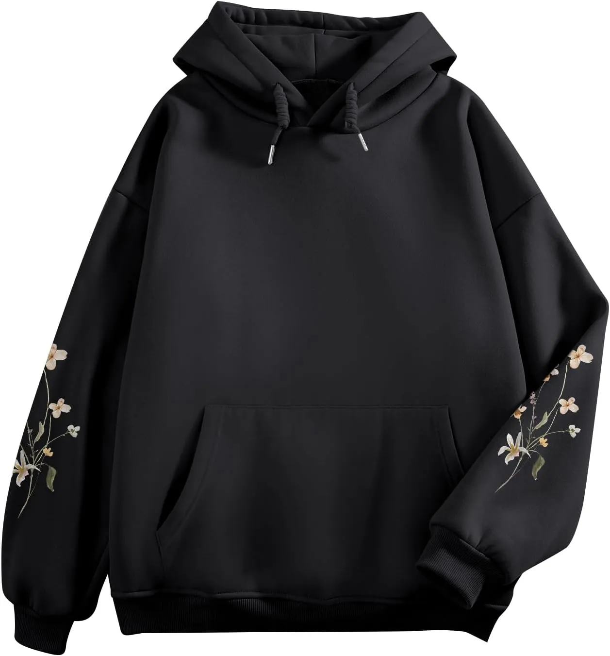 Women's Floral Printed Hoodies Vintage Aesthetic Flower Graphic Sweatshirt Cute Boho Fleece Thermal Hoodie Pullover