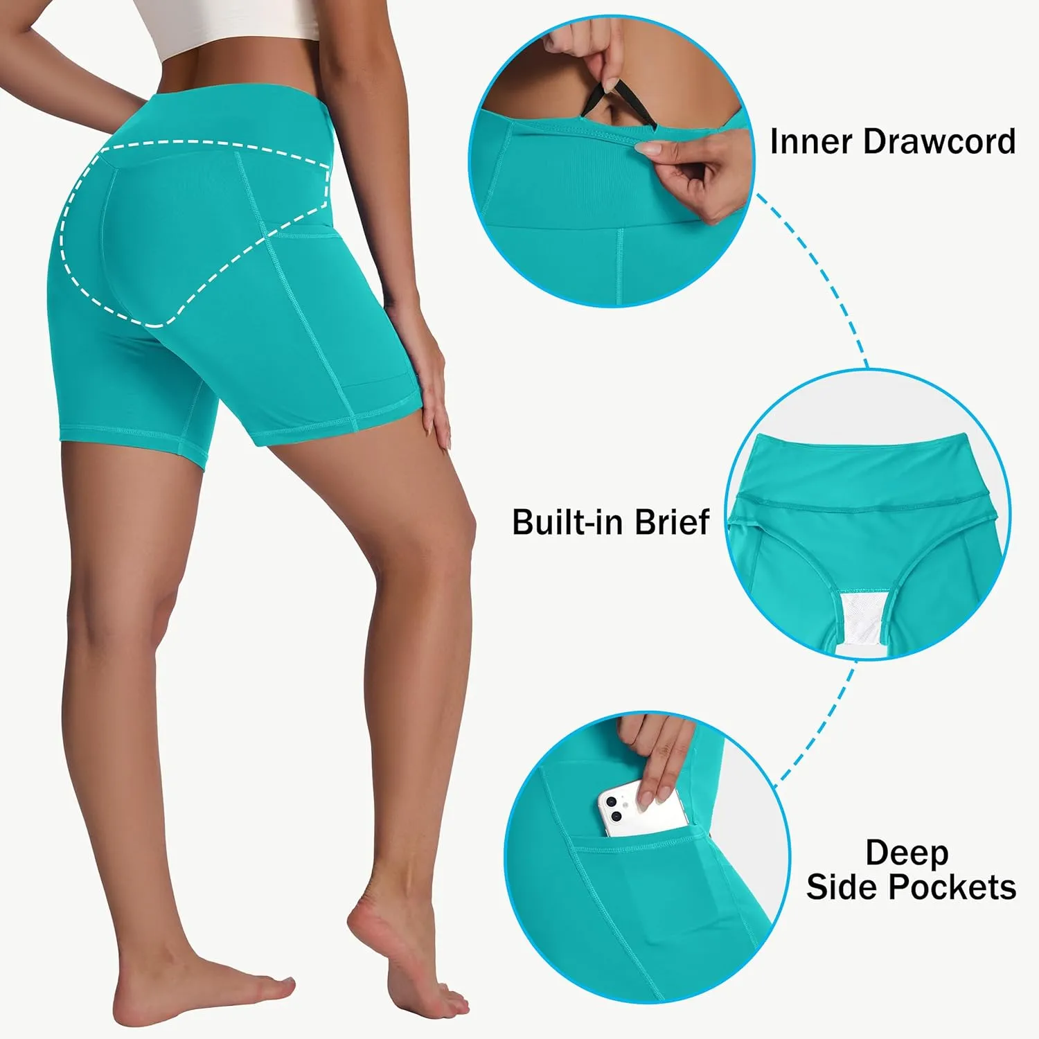 Women's High Waisted Long Swim Shorts - 5''/7''/9''/12" Tummy Control Swim Board Capris Bottoms Swimwear with Liner