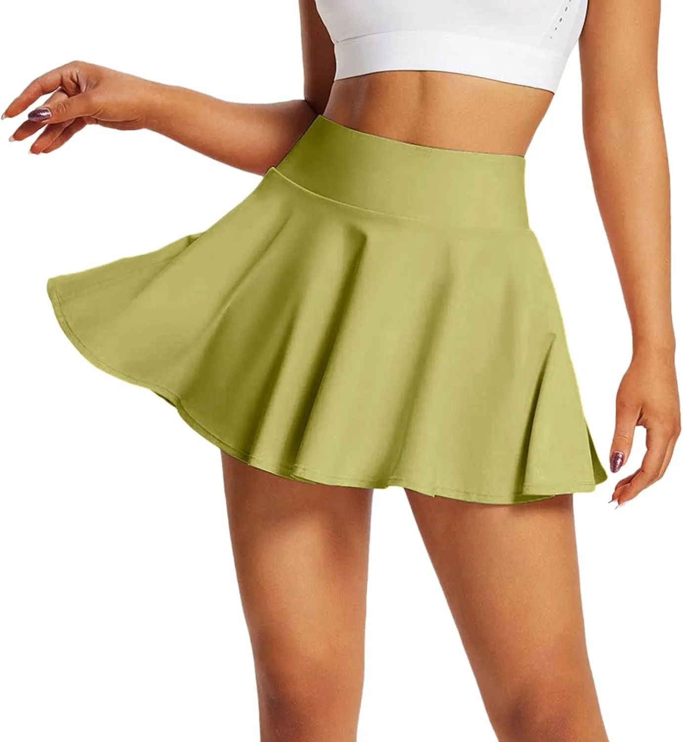 Women's High Waisted Tennis Skirts Pleated Skorts Skirts for Women with Shorts Pocket High Waist Skirt Long
